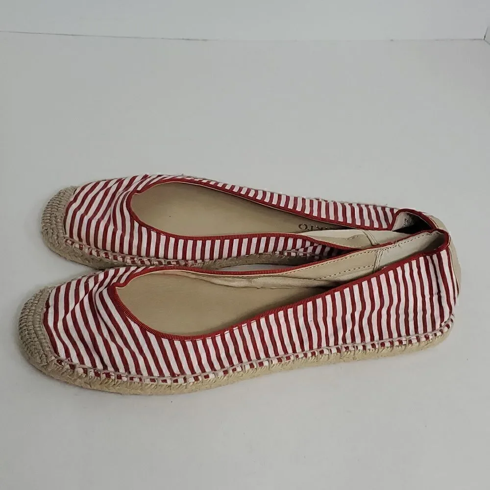 Franco Sarto Adele Red & White Espadrille Flats Women's Size 9.5M